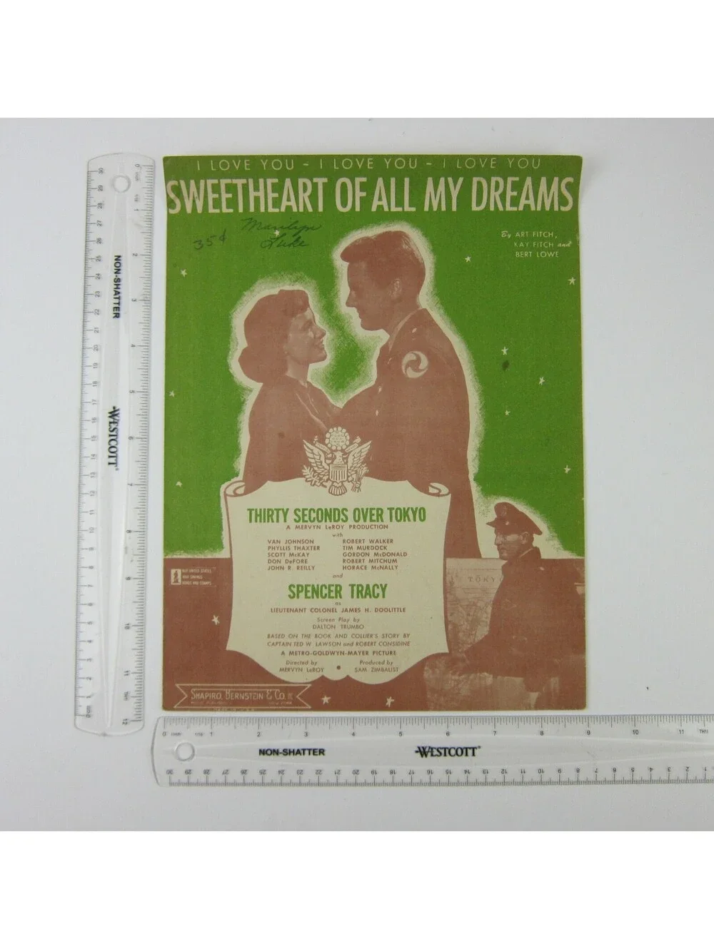 Sheet Music Sweetheart Of All My Dreams Spencer Tracy Thirty Seconds Over Tokyo